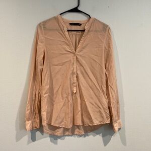 Light Salmon Colored Zara Long Sleeve Half Button Down - Medium